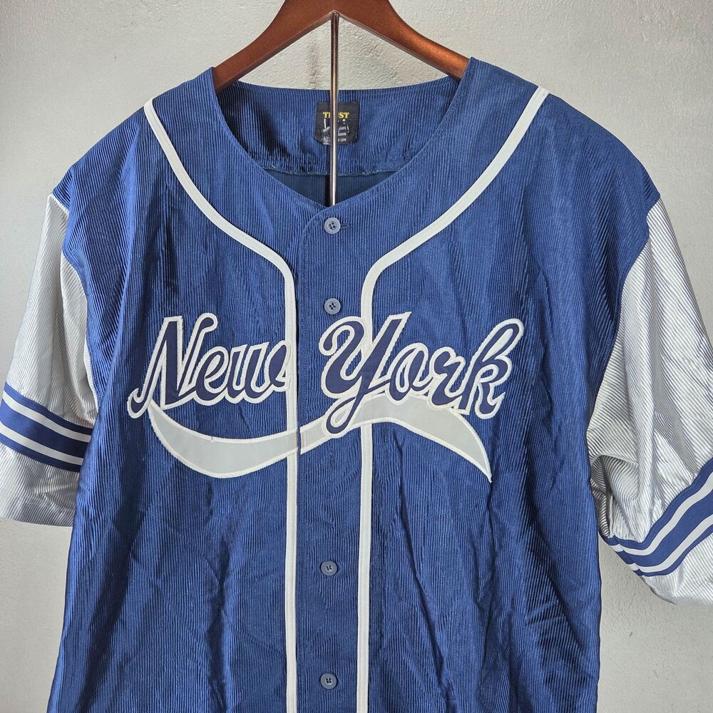 Vintage Y2K Trust USA Collection New York Button Up Baseball Jersey Sz XL